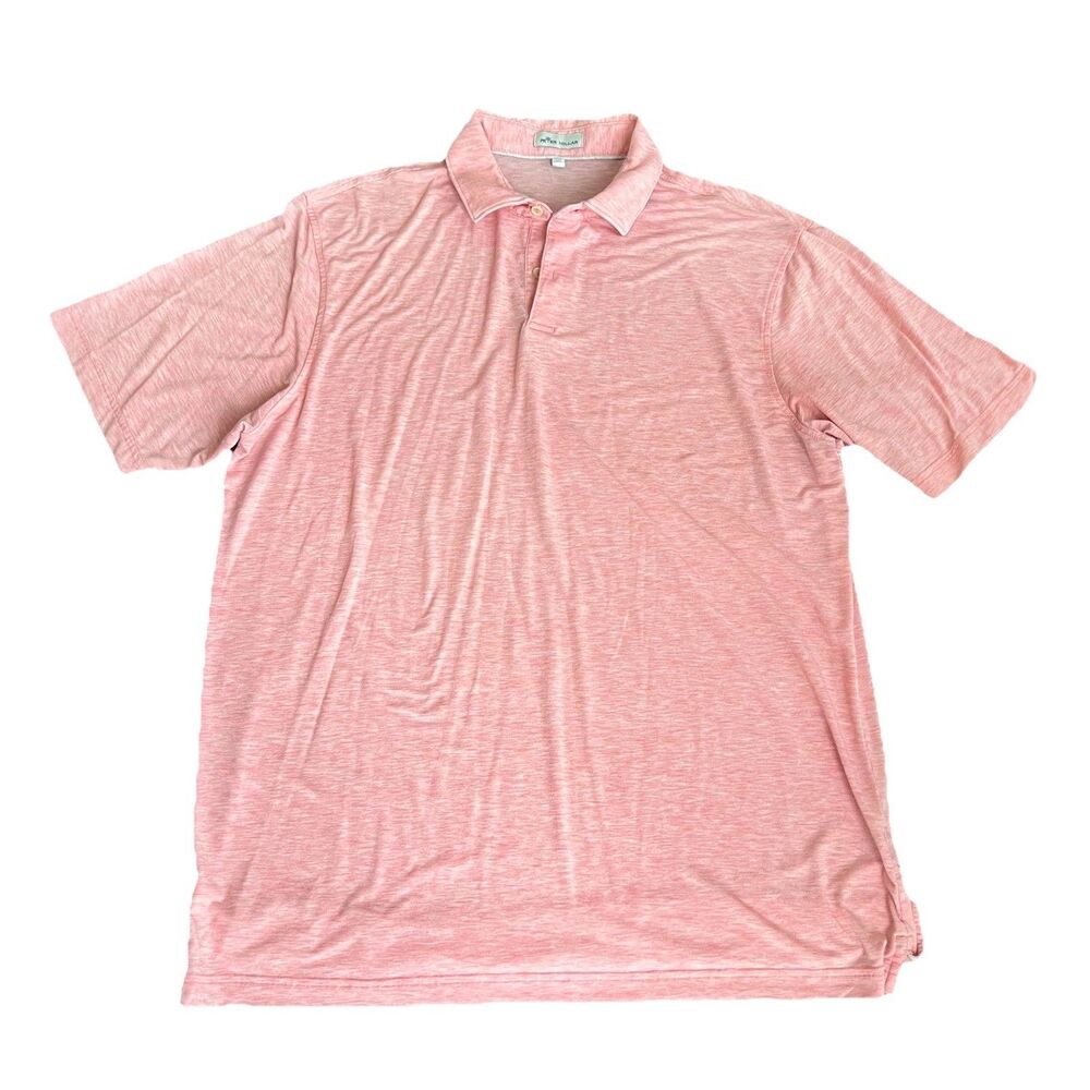 Peter Millar Men’s L‎ Polo Shirt Jersey Knit Golf Stretch Heather Red